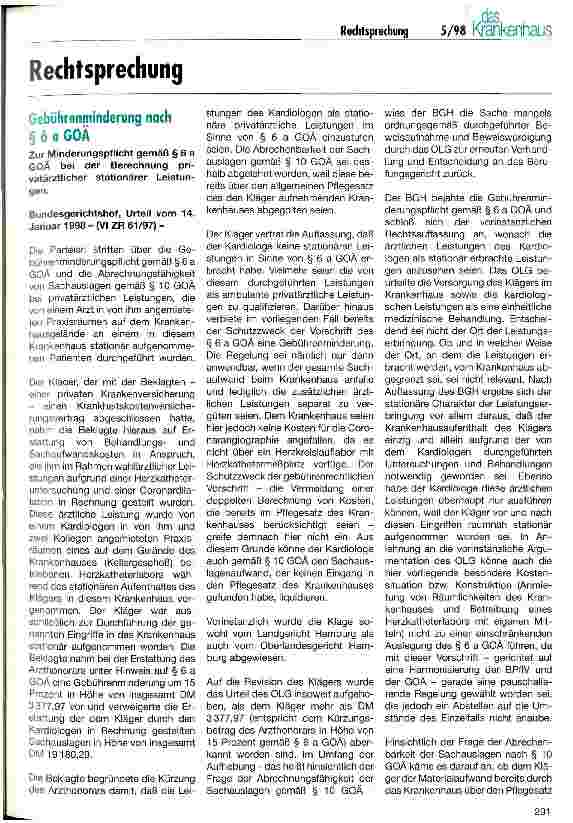 Vorschauseite 1: Gebührenminderung nach  6a GOÄ