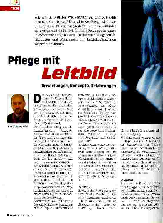 Vorschauseite 1: Pflege mit Leitbild Erwartungen, Konzepte, Erfahrungen