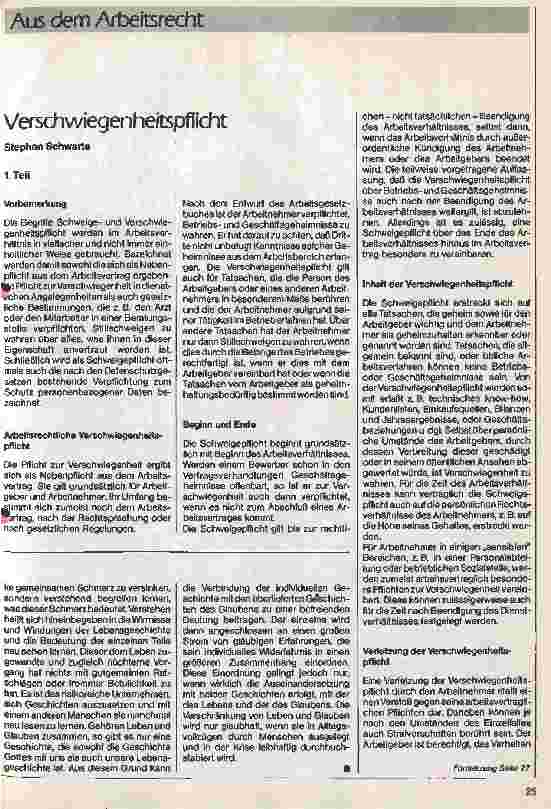 Vorschauseite 1: Verschwiegenheitspflicht 1. Teil
