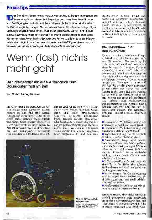 Vorschauseite 1: Wenn (fast) nichts mehr geht Der Pflegerollstuhl: eine Alternative zum Daueraufenthalt im Bett