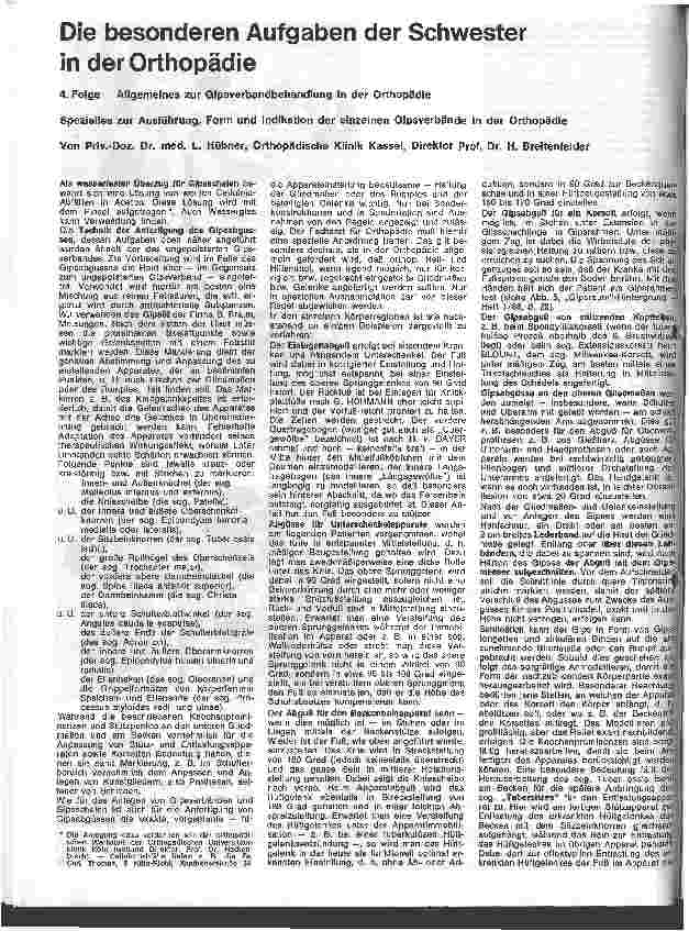 Vorschauseite 1: Die besonderen Aufgaben der Schwester in der Orthopädie 4. Folge: Allgemeines zur Gipsbehandlung in der Orthpädie