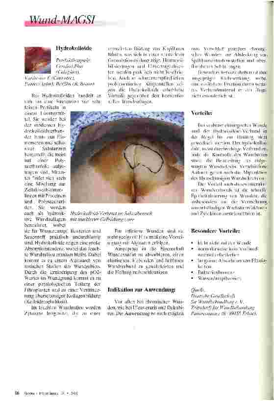 Vorschauseite 2: Hydrogele und Hydrokolloide Indikationen und Anwendungsweise