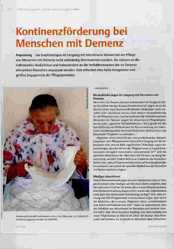 Vorschauseite 1: Kontinenzförderung bei Menschen mit Demenz