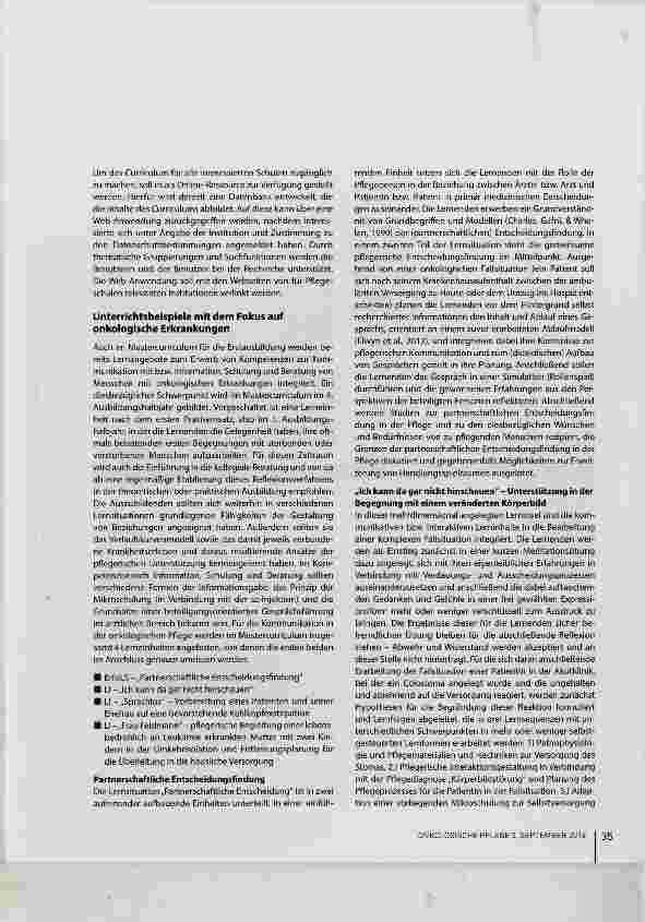 Vorschauseite 5: Entwicklung eines nationalen Mustercurriculums „Kommunikative Kompetenz in der Pflege“