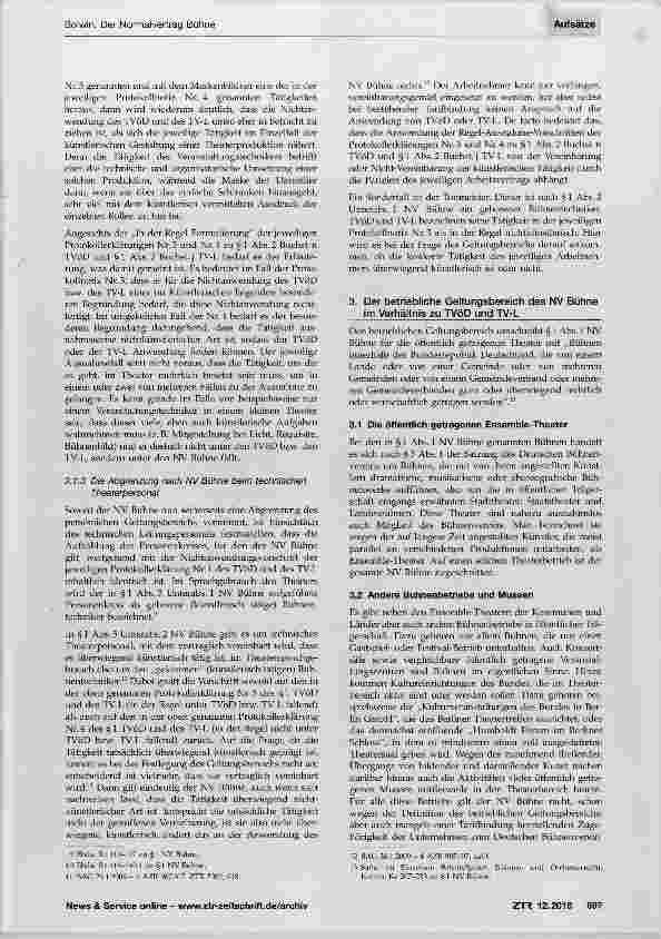 Vorschauseite 3: Der Normalvertrag Bühne, ein Künstlertarifvertrag in der öffentlichen Verwaltung nach den Regeln der Kunst