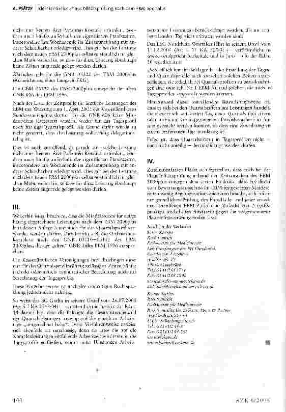 Vorschauseite 4: Plausibilitätsprüfung nach dem EBM 2oooplus — Sind die Prüfzeiten angreifbar?