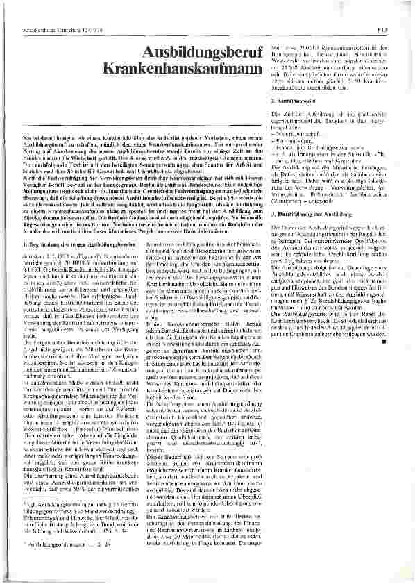 Vorschauseite 1: Ausbildungsberuf Krankenhauskaufmann