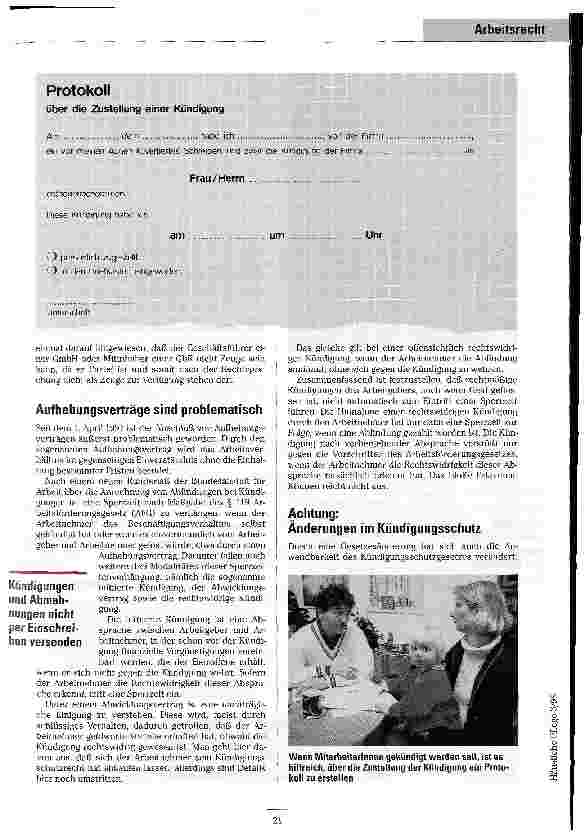 Vorschauseite 2: Wenn MitarbeiterInnen gehen müssen Dauerprobleme im Arbeitsrecht für Pflegebetriebe