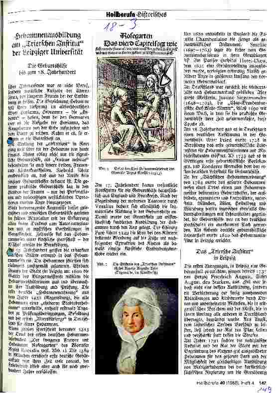 Vorschauseite 1: Historisches Hebammenausbildung in der Leipziger Universität