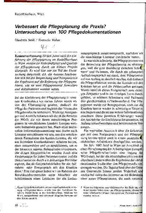 Vorschauseite 1: Verbessert die Pflegeplanung die Praxis? Untersuchung von 100 Pflegedokumentationen