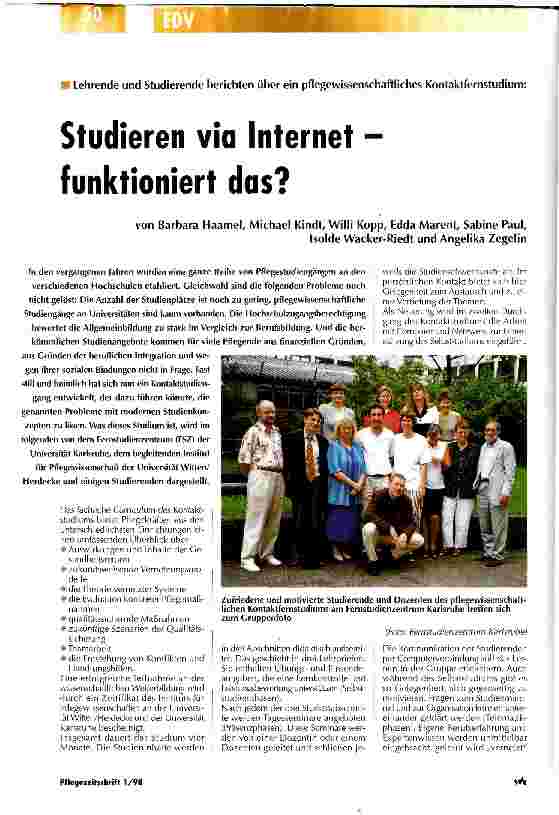 Vorschauseite 1: Studieren via Internet - funktioniert das? Lehrende und Studierende berichten über ein pflegewissenschaftliches Kontaktfernstudium