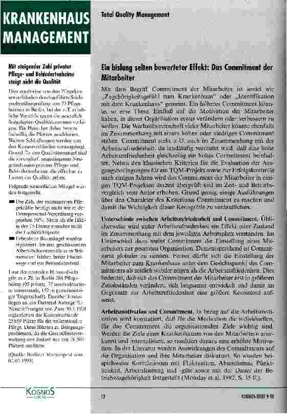 Vorschauseite 2: Commitment - eine wichtige Größe im Qualtätsmanagement