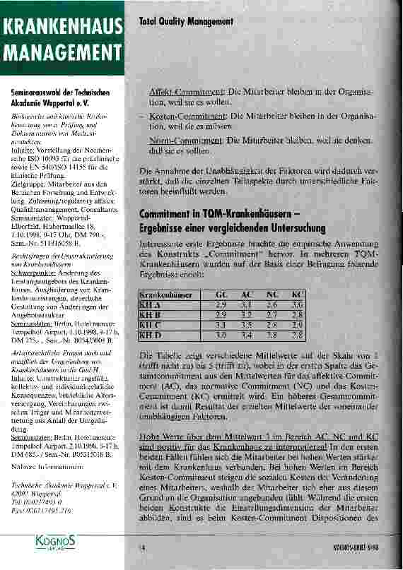 Vorschauseite 4: Commitment - eine wichtige Größe im Qualtätsmanagement