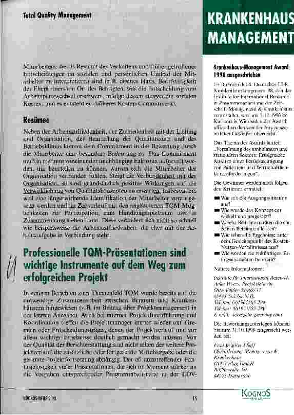 Vorschauseite 5: Commitment - eine wichtige Größe im Qualtätsmanagement