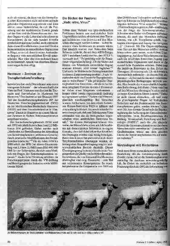 Vorschauseite 2: Seehofies World Transplantation von Tierorganen auf den Menschen