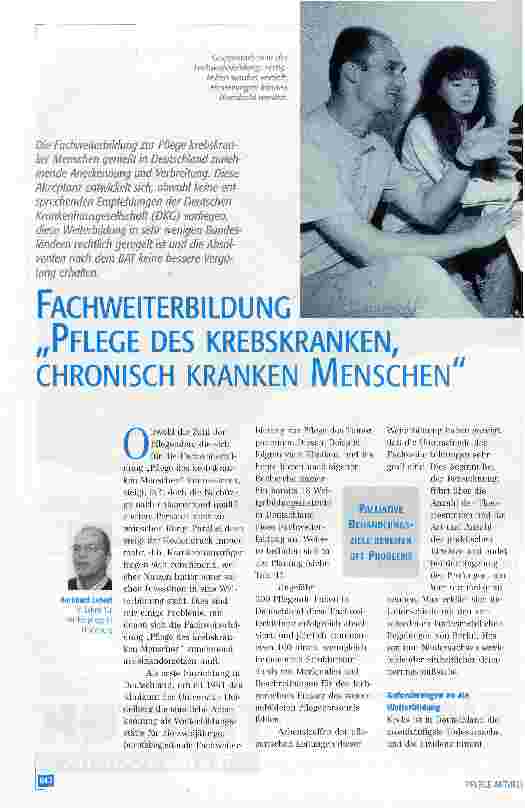 Vorschauseite 1: Fachweiterbildung Pflege des krebskranken, chronisch kranken Menschen