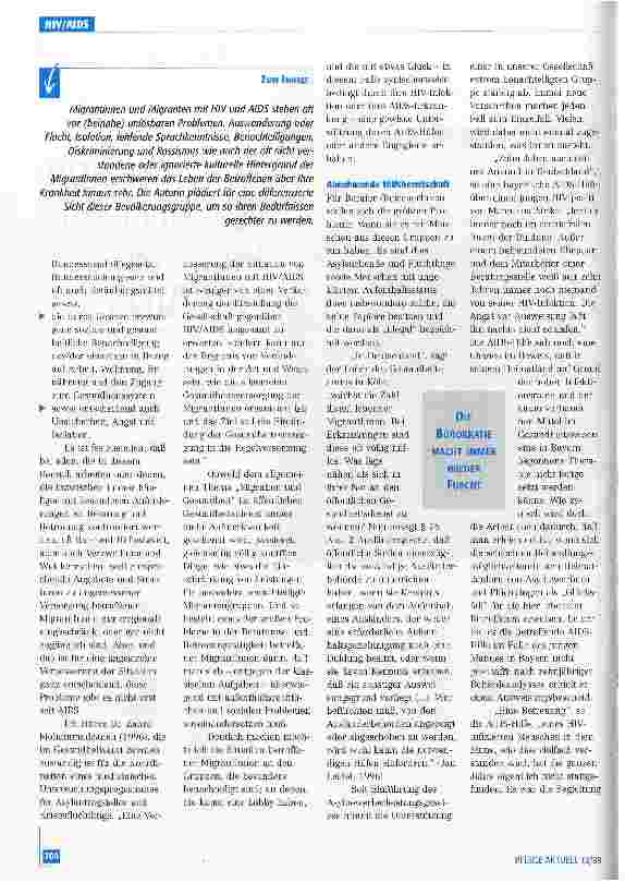 Vorschauseite 2: Zur Situation von MigrantInnen mit HIV/AIDS