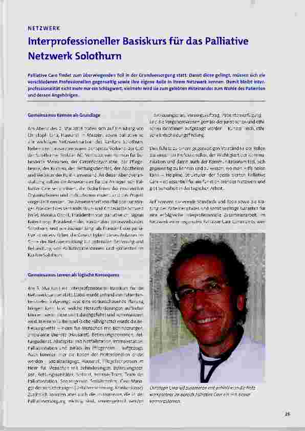 Vorschauseite 1: Interprofessíoneller Basiskurs für das Palliative Netzwerk Solothurn