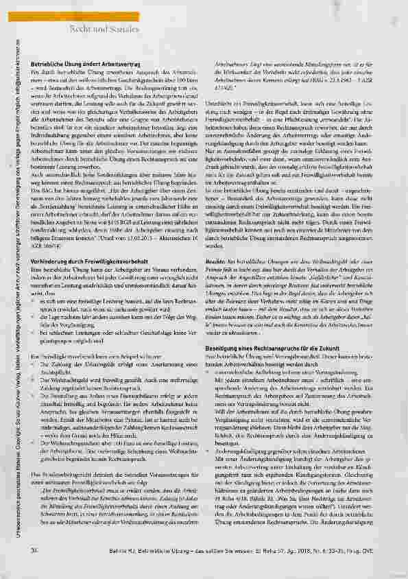 Vorschauseite 2: Betriebliche Übung - das sollten Sie wissen