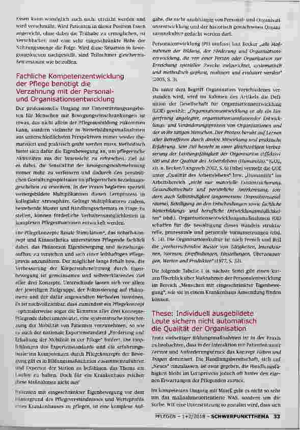 Vorschauseite 2: KOMPETENZENTWICKLUNG PFLEGENDER IM UMGANG MIT MENSCHEN MIT EINGESCHRÄNKTER EIGENBEWEGUNG IM KRANKENHAUS