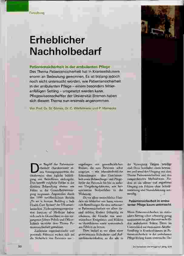 Vorschauseite 1: Erheblicher Nachholbedarf