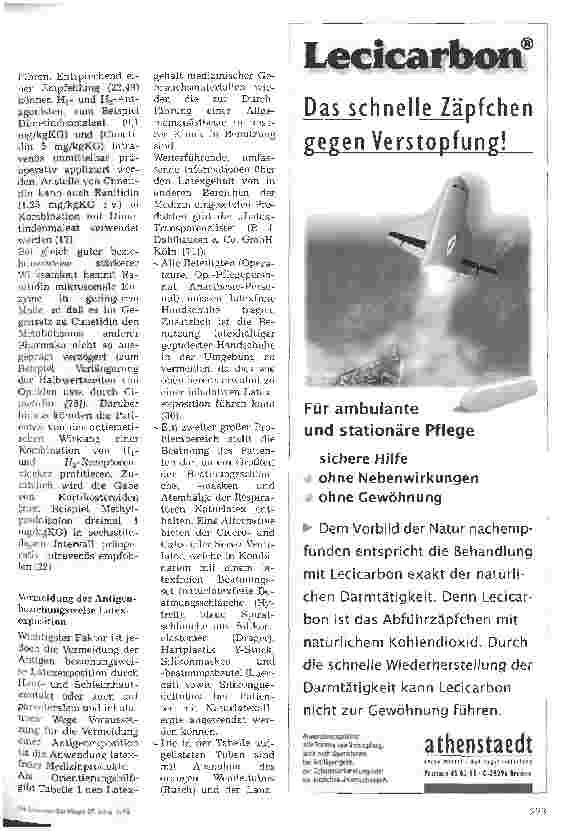 Vorschauseite 3: Anästhesiologische Besonderheiten bei Patienten mit Latexallergie 2. Teil