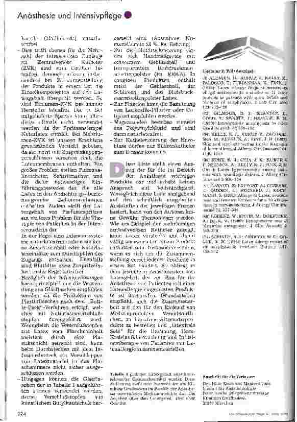 Vorschauseite 4: Anästhesiologische Besonderheiten bei Patienten mit Latexallergie 2. Teil