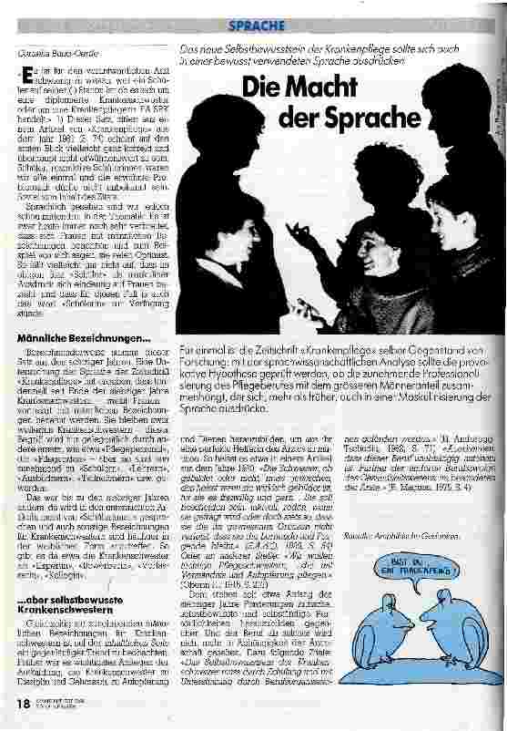 Vorschauseite 1: Die Macht der Sprache - Das neue Selbstbewußtsein der Krankenpflege sollte sich auch in einer bewußt verwendeten Sprache ausdrücken