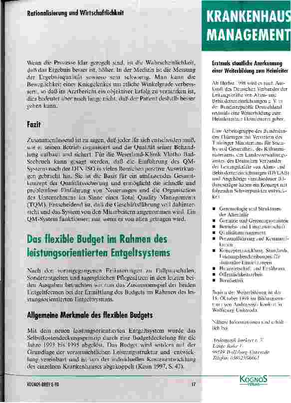 Vorschauseite 1: Das flexible Budget im Rahmen des leistungsorientierten Entgeltsystems