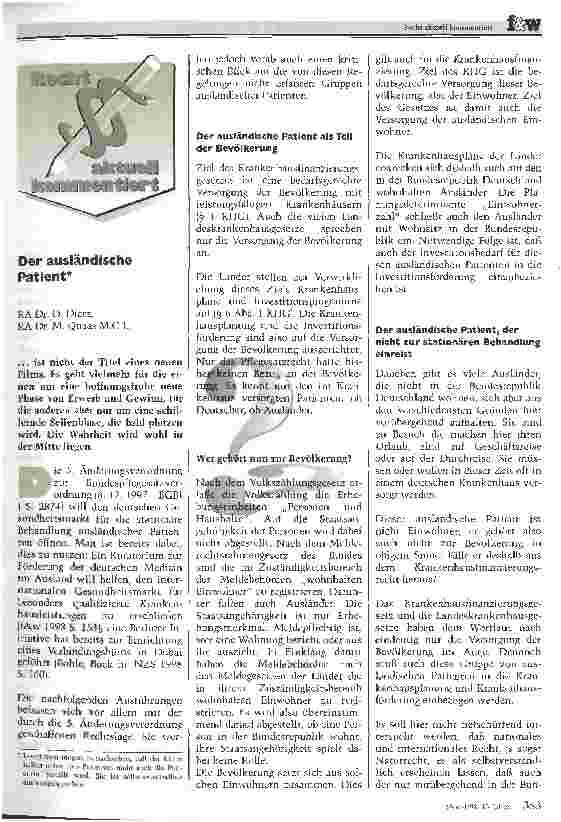 Vorschauseite 1: Der ausländische Patient
