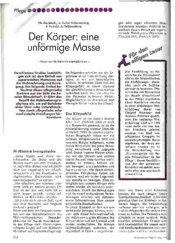 Vorschauseite 1: Der Körper: eine unförmige Masse Wege zur Habituationsprophylaxe