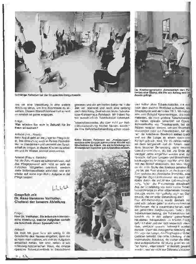 Vorschauseite 1: Die Thorax-chirurgische Spezialklinik Heidelberg-Rohrbach Gespräch mit Dr. Vollhaber, Chefarzt der Inneren Abteilung.