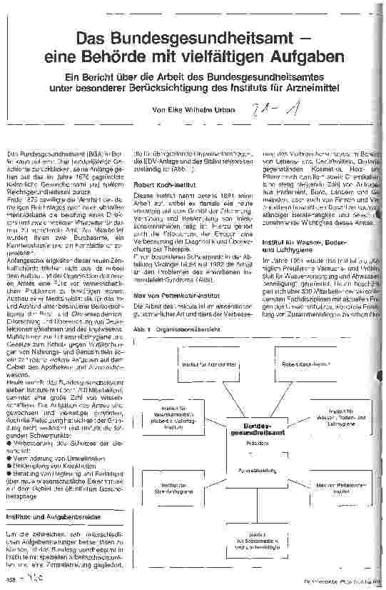 Vorschauseite 1: Das Bundesgesundheitsamt - eine Behörde mit vielfältigen Aufgaben