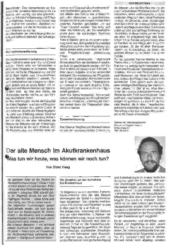 Vorschauseite 1: Der alte Mensch im Akutkrankenhaus Was tun wir heute, was können wir noch tun