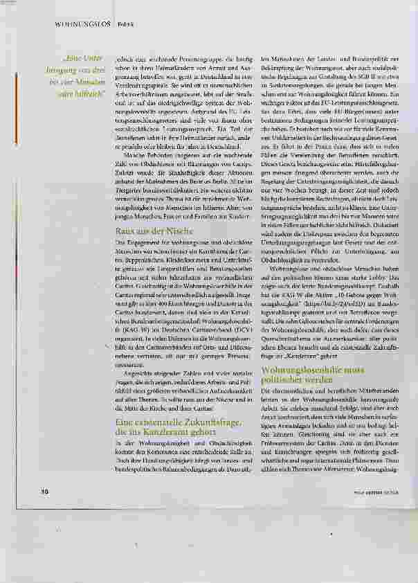 Vorschauseite 2: Wohnungslosigkeit muss stärker in den Fokus von Politik und Gesellschaft rücken