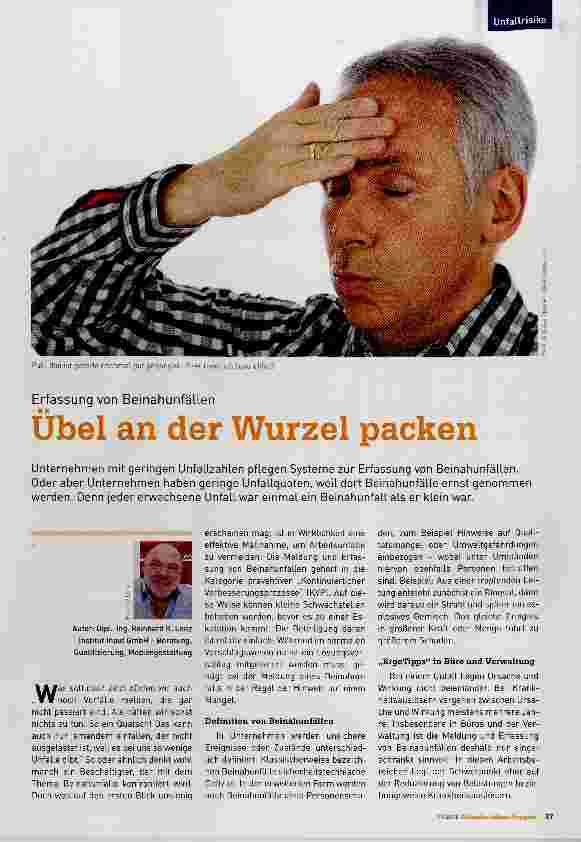 Vorschauseite 1: Erfassung von Beinahunfällen Übel an der Wurzel packen