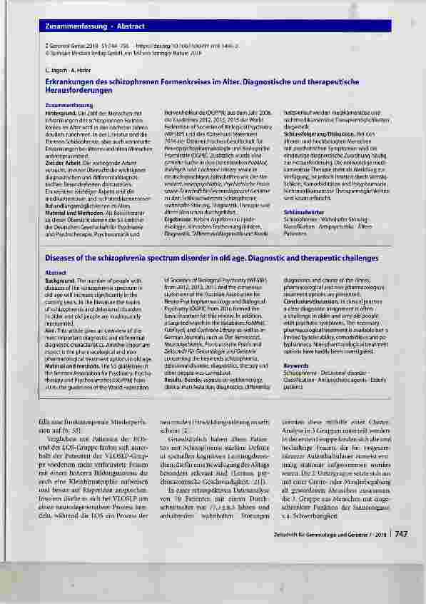 Vorschauseite 3: Erkrankungen des schizophrenen Formenkreises im Alter