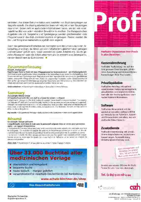 Vorschauseite 4: Ergotherapie Hand in Hand mit dem Pflegepersonal im Seniorendomizil ein Erfahrungsbericht