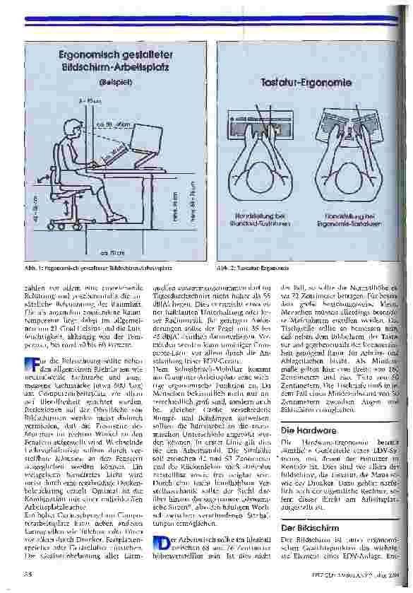 Vorschauseite 2: Welche EDV-Ausstattung ist die richtige? Teil III Gesundheitsschutz durch ergonomische Gestaltung von Computer-Arbeitsplätzen