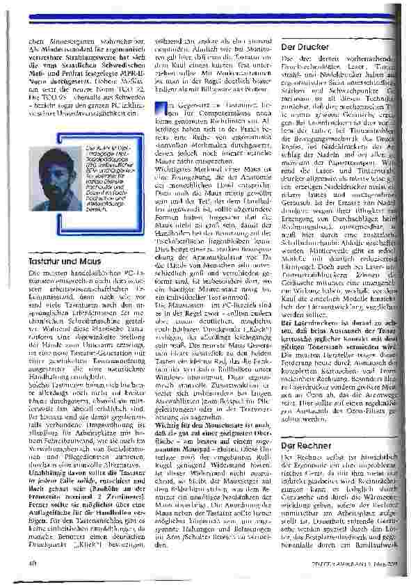 Vorschauseite 4: Welche EDV-Ausstattung ist die richtige? Teil III Gesundheitsschutz durch ergonomische Gestaltung von Computer-Arbeitsplätzen