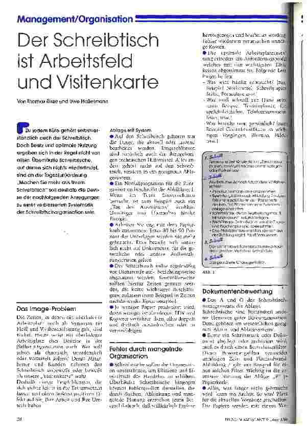 Vorschauseite 1: Der Schreibtisch ist Arbeitsfeld und Visitenkarte