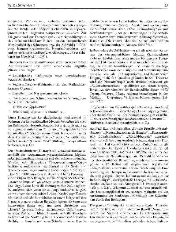 Vorschauseite 2: Einbeziehung der Neuraltherapie in die Leistungen der Gesetzlichen Krankenversicherung