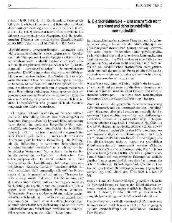 Vorschauseite 5: Einbeziehung der Neuraltherapie in die Leistungen der Gesetzlichen Krankenversicherung