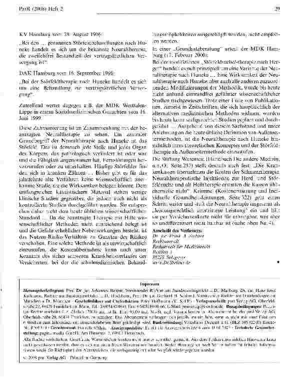 Vorschauseite 6: Einbeziehung der Neuraltherapie in die Leistungen der Gesetzlichen Krankenversicherung