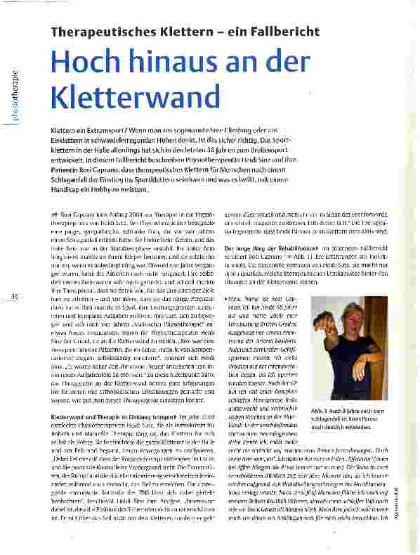 Vorschauseite 1: Therapeutisches Klettern - ein Fallbericht Hoch hinaus an der Kletterwand