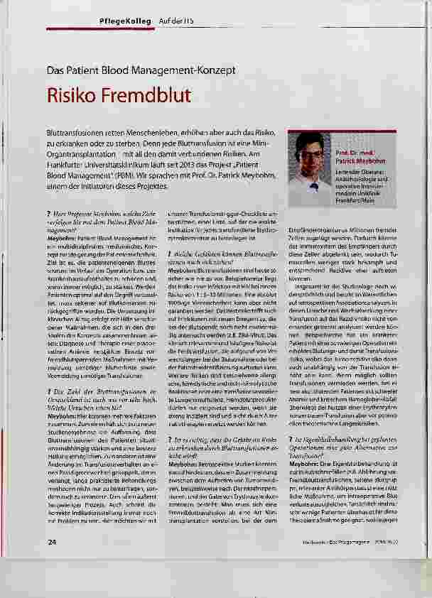 Vorschauseite 1: Risiko Fremdblut