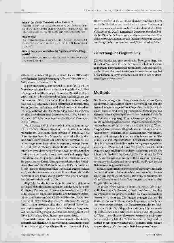 Vorschauseite 2: Die Praxis der psychiatrischen Intensivbetreuung bei Erwachsenen in der Deutschschweiz - eine deskriptive Querschnittstudie