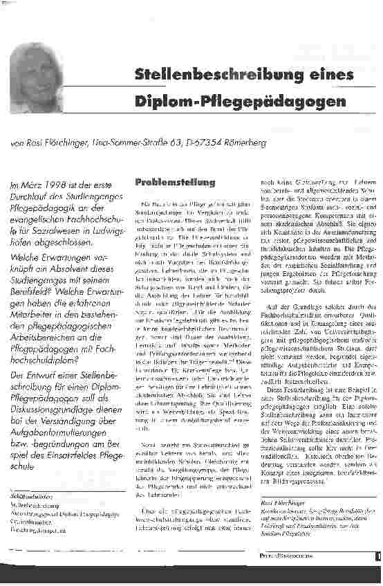 Vorschauseite 1: Stellenbeschreibung eines Diplom-Pflegepädagogen