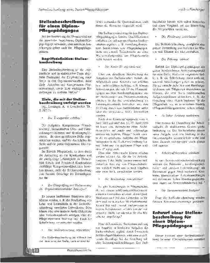 Vorschauseite 2: Stellenbeschreibung eines Diplom-Pflegepädagogen
