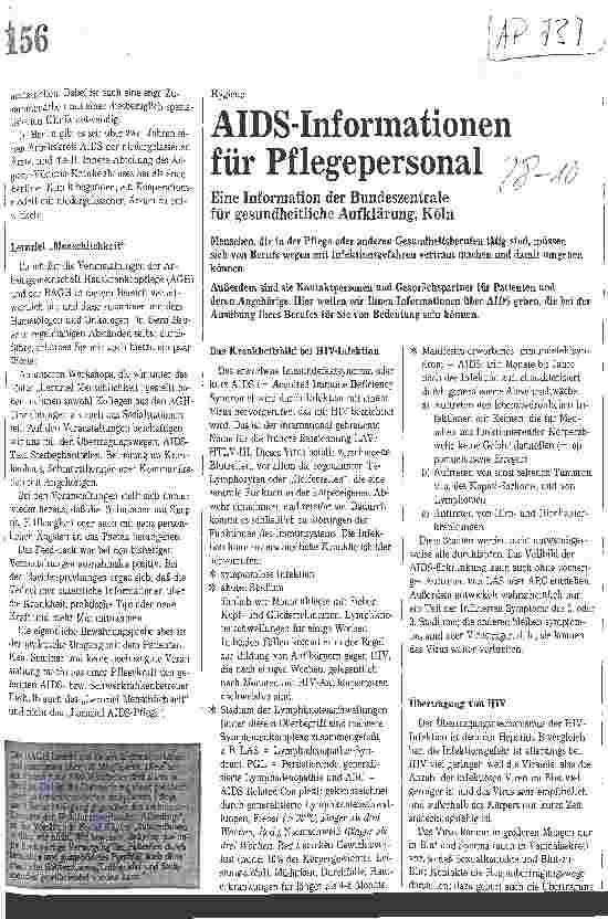 Vorschauseite 1: AIDS-Informationen für Pflegepersonal
